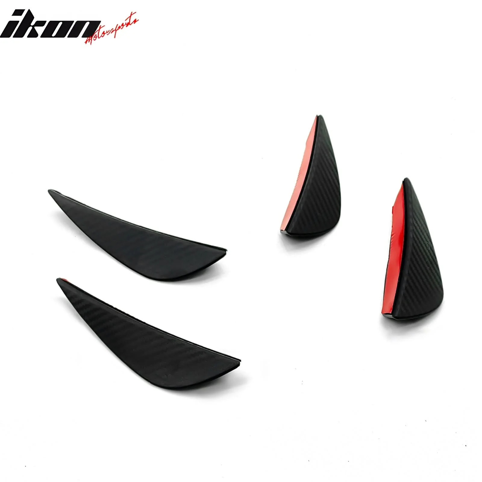 Universal 4PC Black Carbon Fiber Print Front Lip Splitter Canards Fin - Image 4
