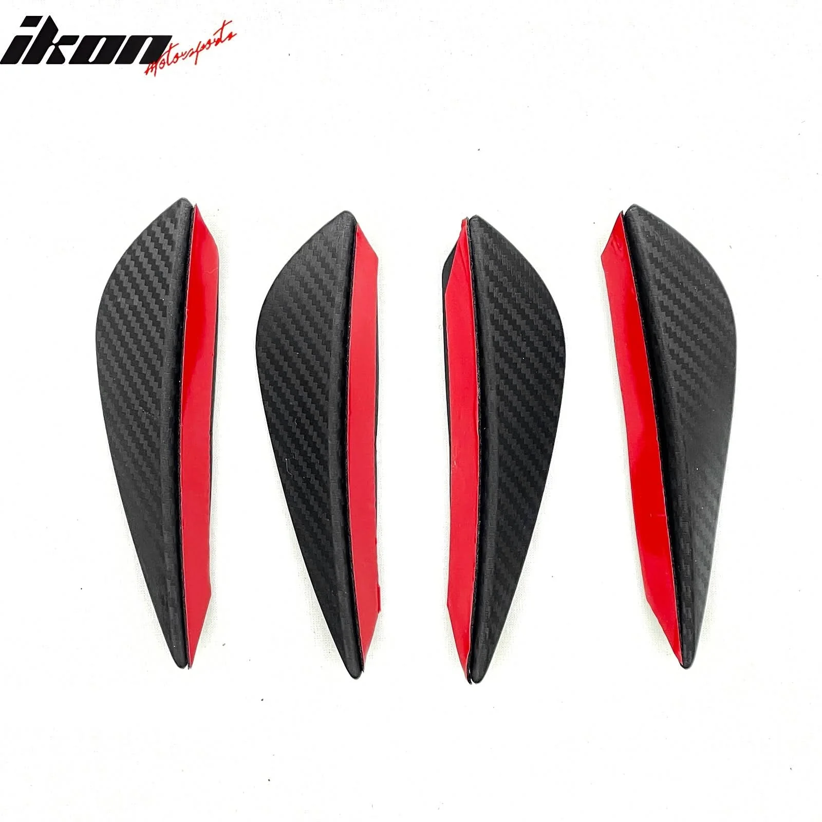 Universal 4PC Black Carbon Fiber Print Front Lip Splitter Canards Fin - Image 5