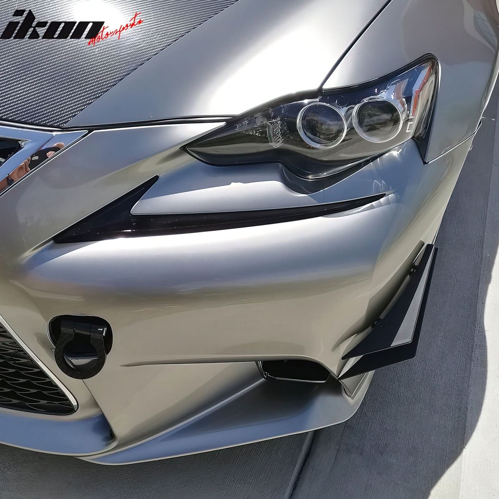 Universal 4PC Carbon Fiber Print Canards PU Front Bumper Lip Splitter - Image 4