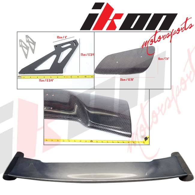 Universal 57" JDM Racing GT RS Carbon Fiber Trunk Spoiler W/ Brackets - Image 5