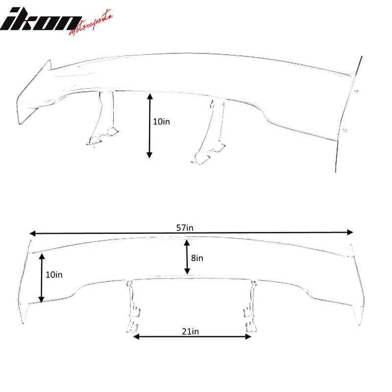 Universal 57" JDM Racing GT RS Carbon Fiber Trunk Spoiler W/ Brackets - Image 7