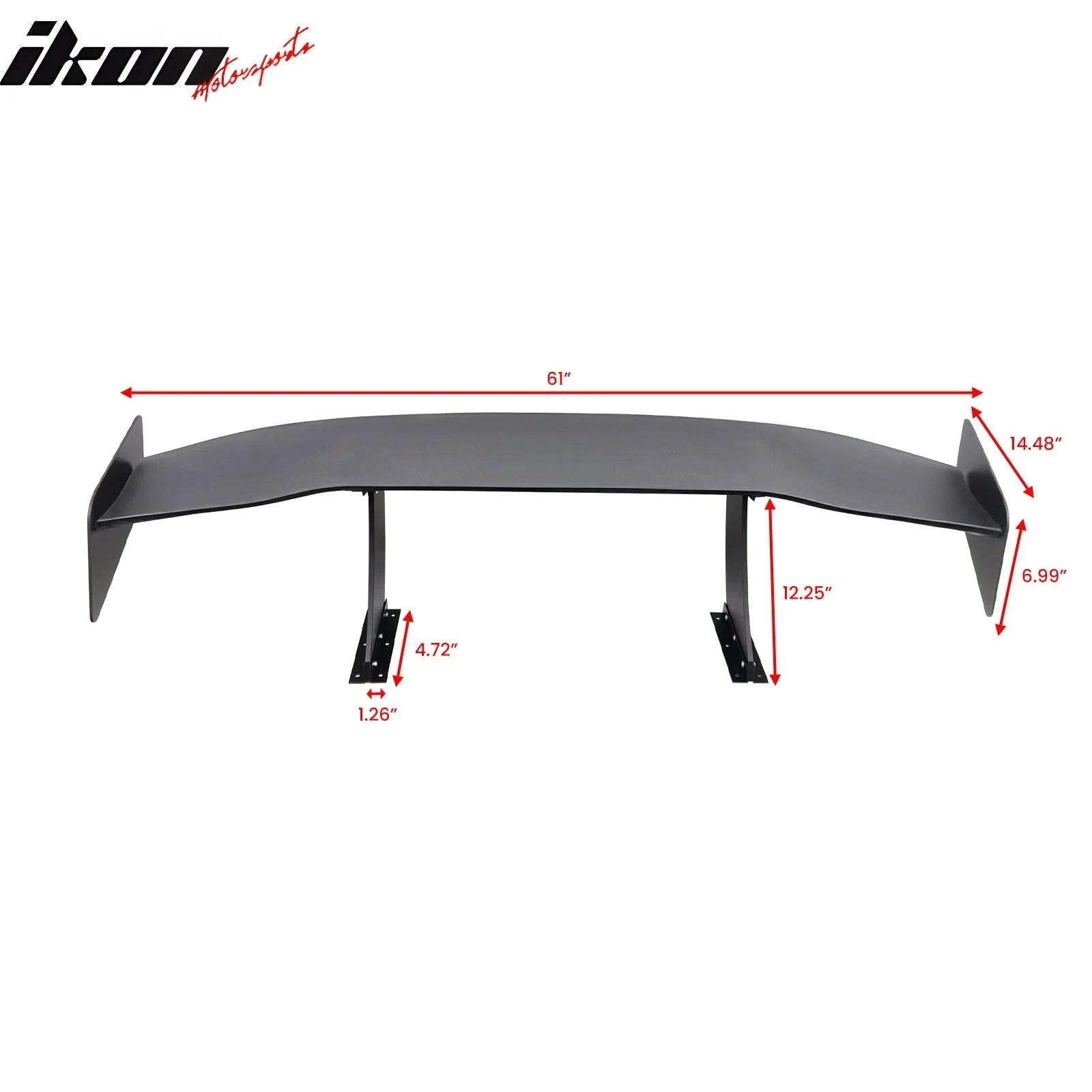 Universal 61'' GT Trunk Spoiler V1 Brackets V4A Legs + V4D Plates ABS - Image 13
