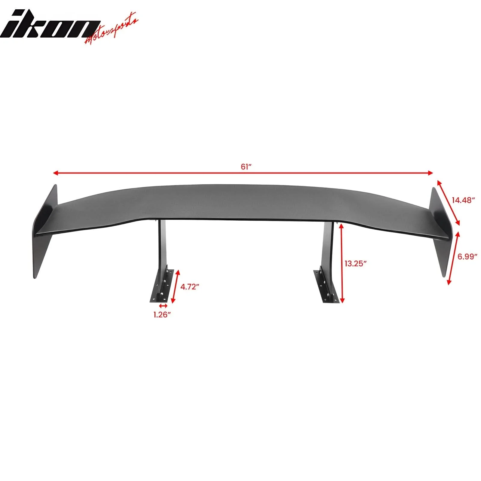 Universal 61'' GT Trunk Spoiler V1 Brackets V4C Legs + V4D Plates ABS - Image 14