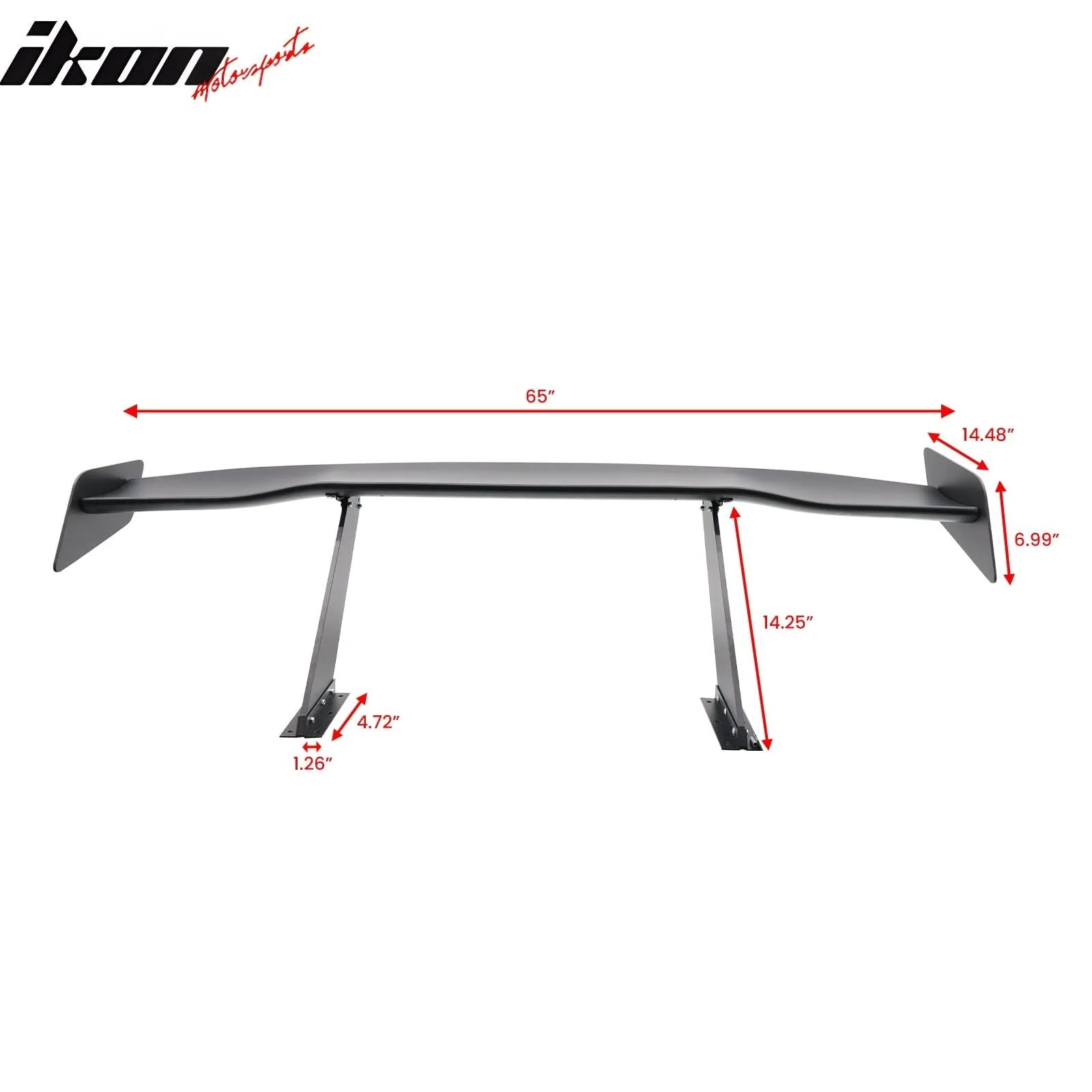 Universal 65'' GT Trunk Spoiler V1 Brackets V4D Legs + Side Plates ABS - Image 13