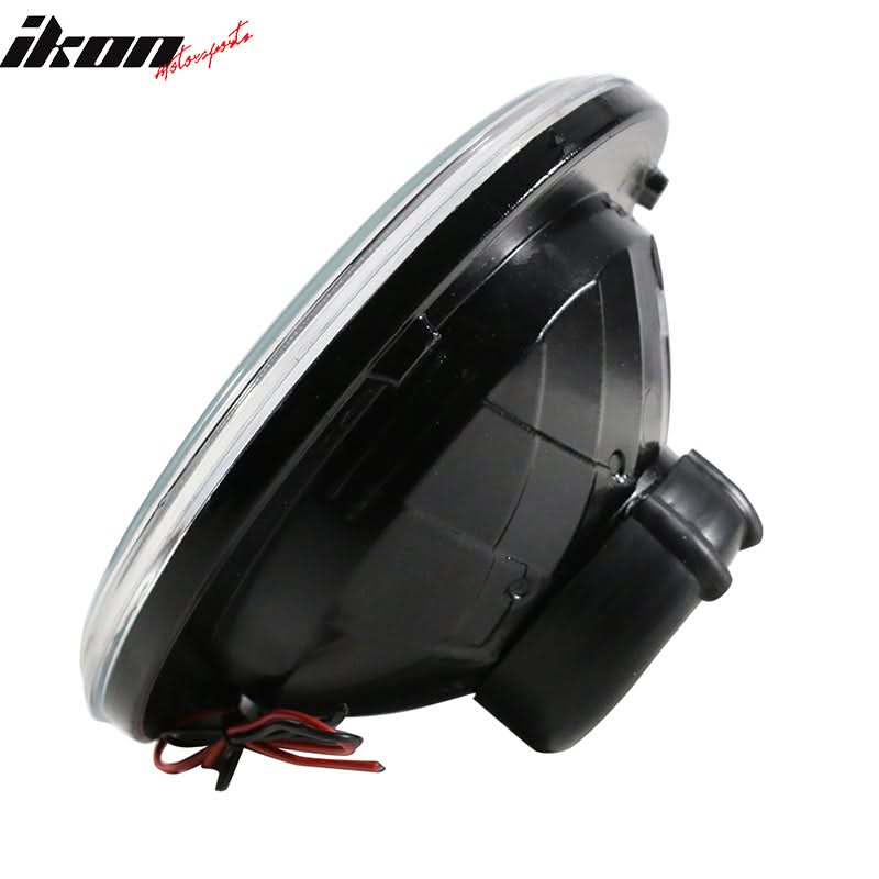 Universal 7" H6024 6014gen White Ring H4 Bulb Angel Eye Headlight - Image 4