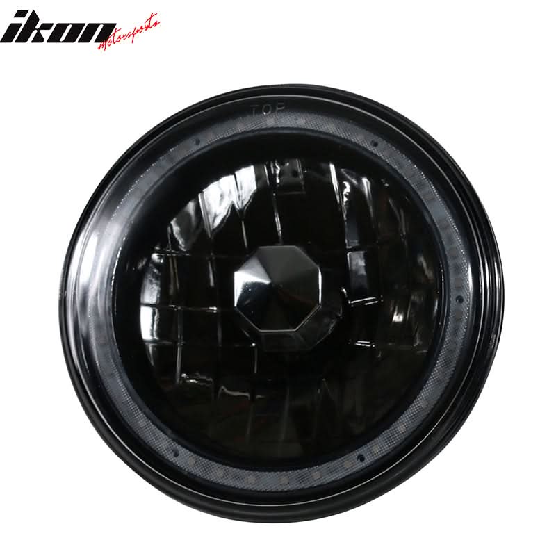 Universal 7In Round Chrome Half White Half Black RGB Halo Headlights - Image 2