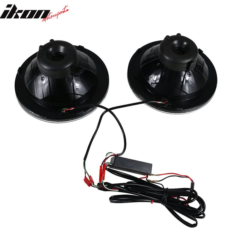Universal 7In Round Chrome Half White Half Black RGB Halo Headlights - Image 4