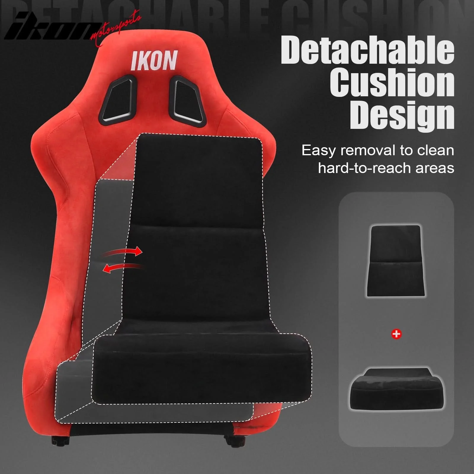 Universal Adjustable Racing Bucket Seats W/4 Point 3" Belt Harness Red - Image 8