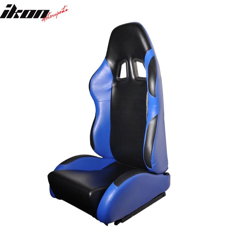 Universal Black Blue PVC Leather Passenger Side Racing Seats Slider - Image 3