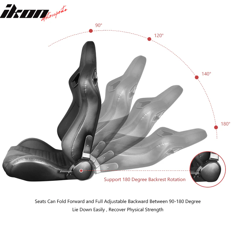 Universal Black Racing Seat with Dual Sliders PU Carbon Leather - Image 6