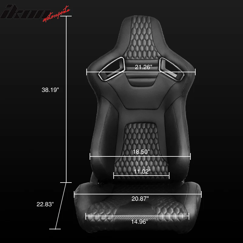 Universal Black Racing Seat with Dual Sliders PU Carbon Leather - Image 8