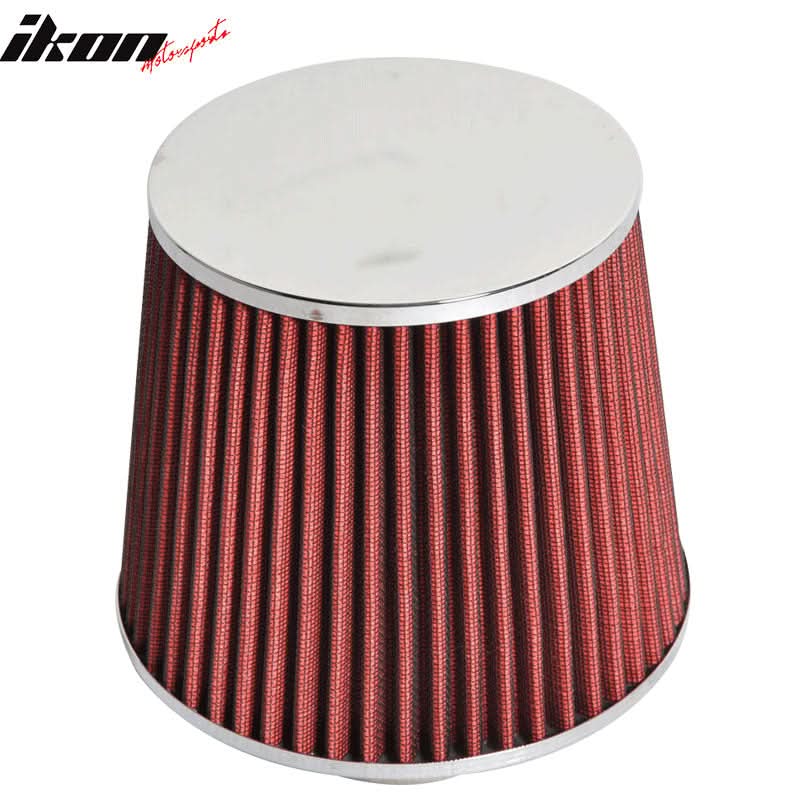 Universal Fitment 3in Race Performance Cold Airintake Cone Filter Red - Image 2