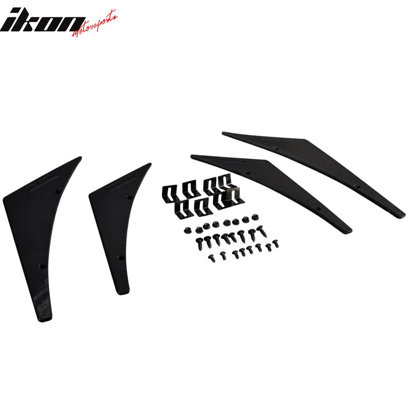 Universal Front Bumper Lip Fins Spoiler Canards Valence Chin 4 PC - Image 2