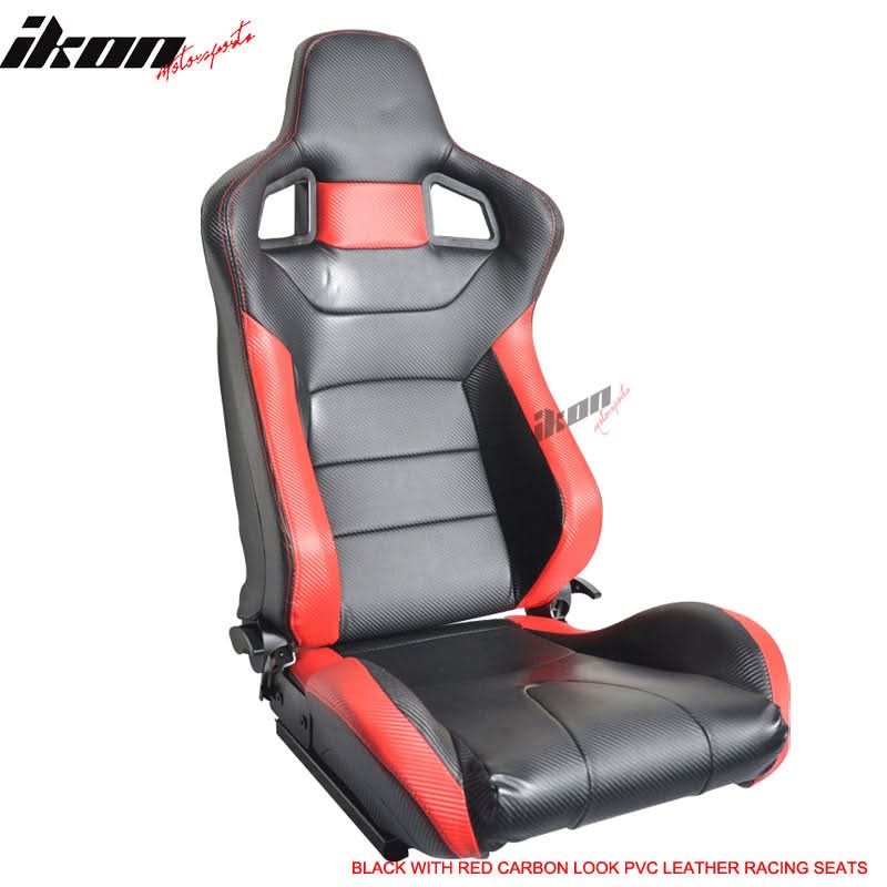 Universal JDM Sport Black Red Racing Seats Carbon Fiber Print - Image 4