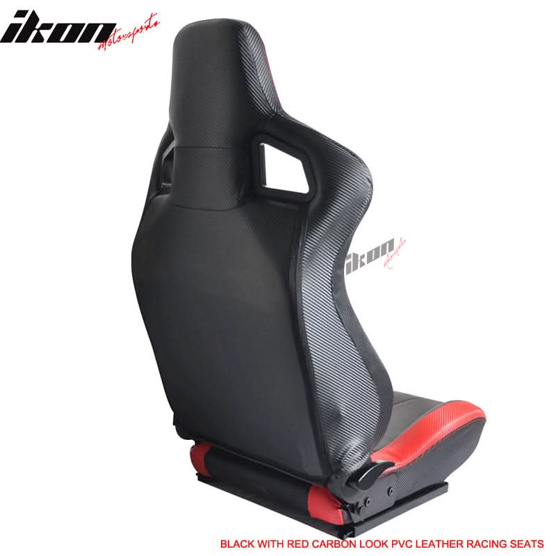 Universal JDM Sport Black Red Racing Seats Carbon Fiber Print - Image 5