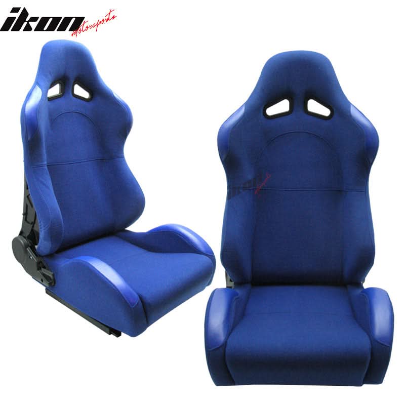 Universal JDM Sport Blue Racing Bucket Seats Cloth - Image 3