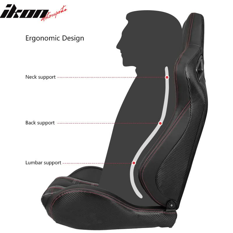 Universal Plaid Racing Seat Dual with Sliders PU Carbon Leather - Image 13