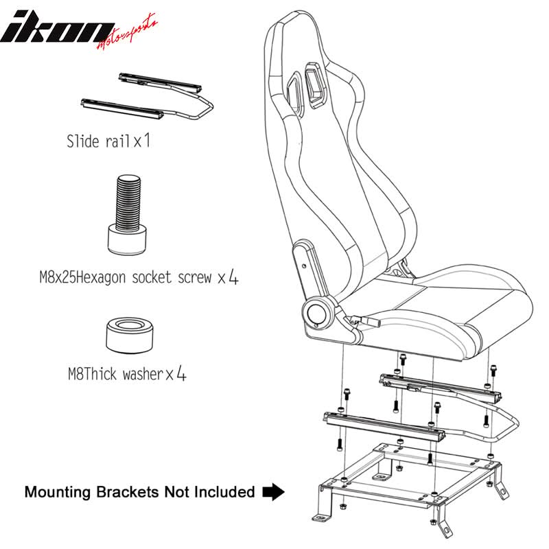 Universal Plaid Racing Seat Dual with Sliders PU Carbon Leather - Image 4