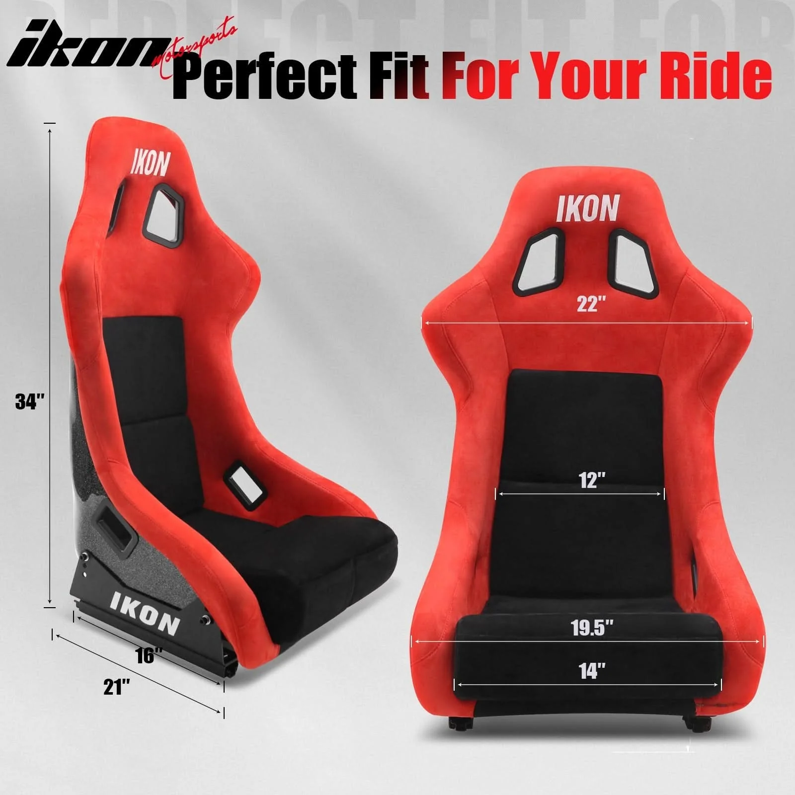 Universal Racing Bucket Seats W/ 4 Point 2" Belt Harness Black - Image 10