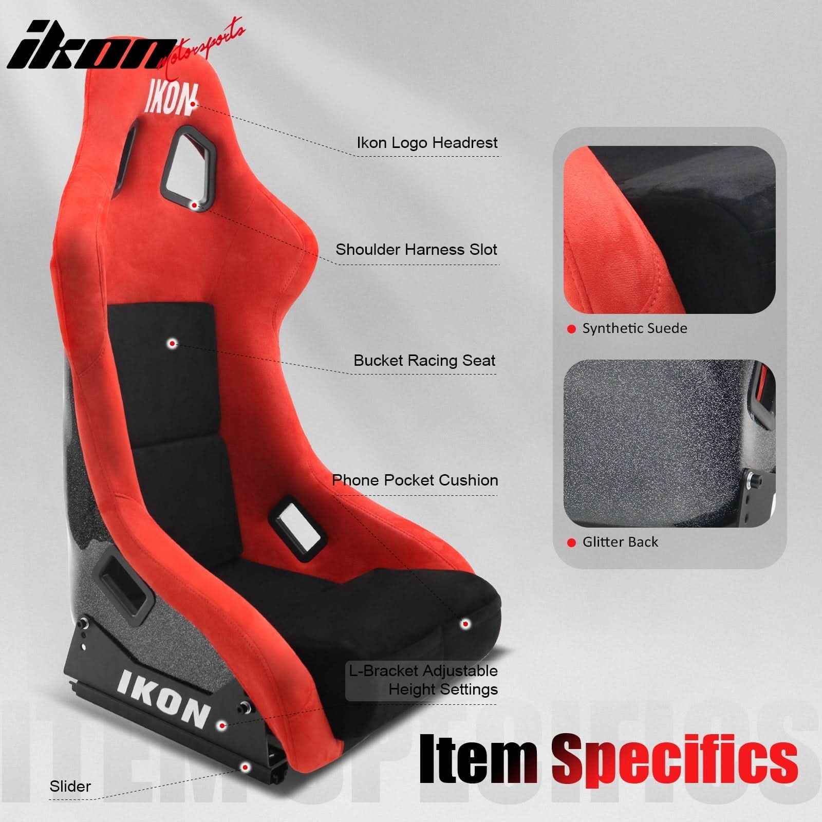 Universal Racing Bucket Seats W/ 4 Point 2" Belt Harness Black - Image 3