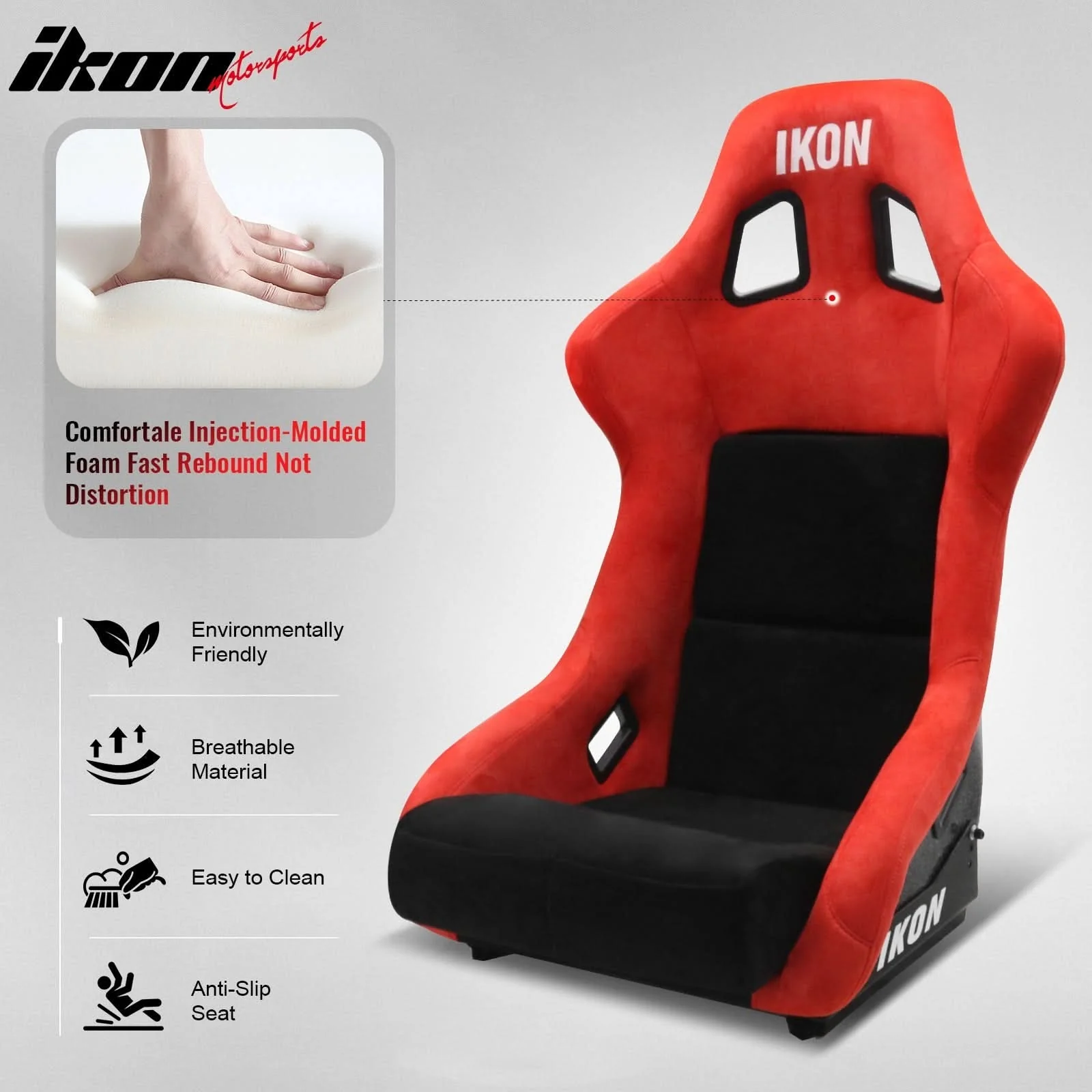 Universal Racing Bucket Seats W/ 4 Point 3" Belt Harness Black - Image 4