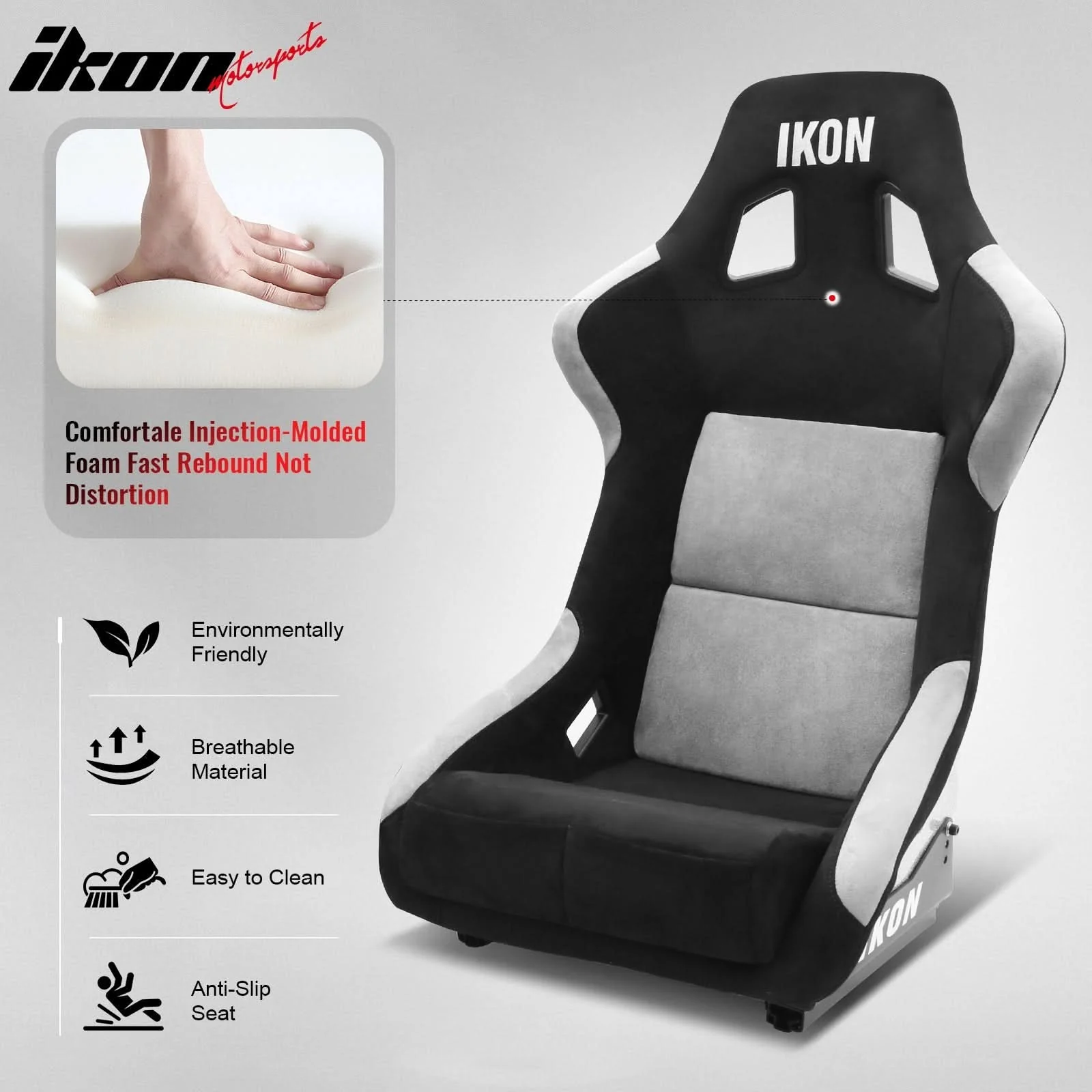 Universal Racing Bucket Seats W/ 4 Point 3" Belt Harness Black - Image 4
