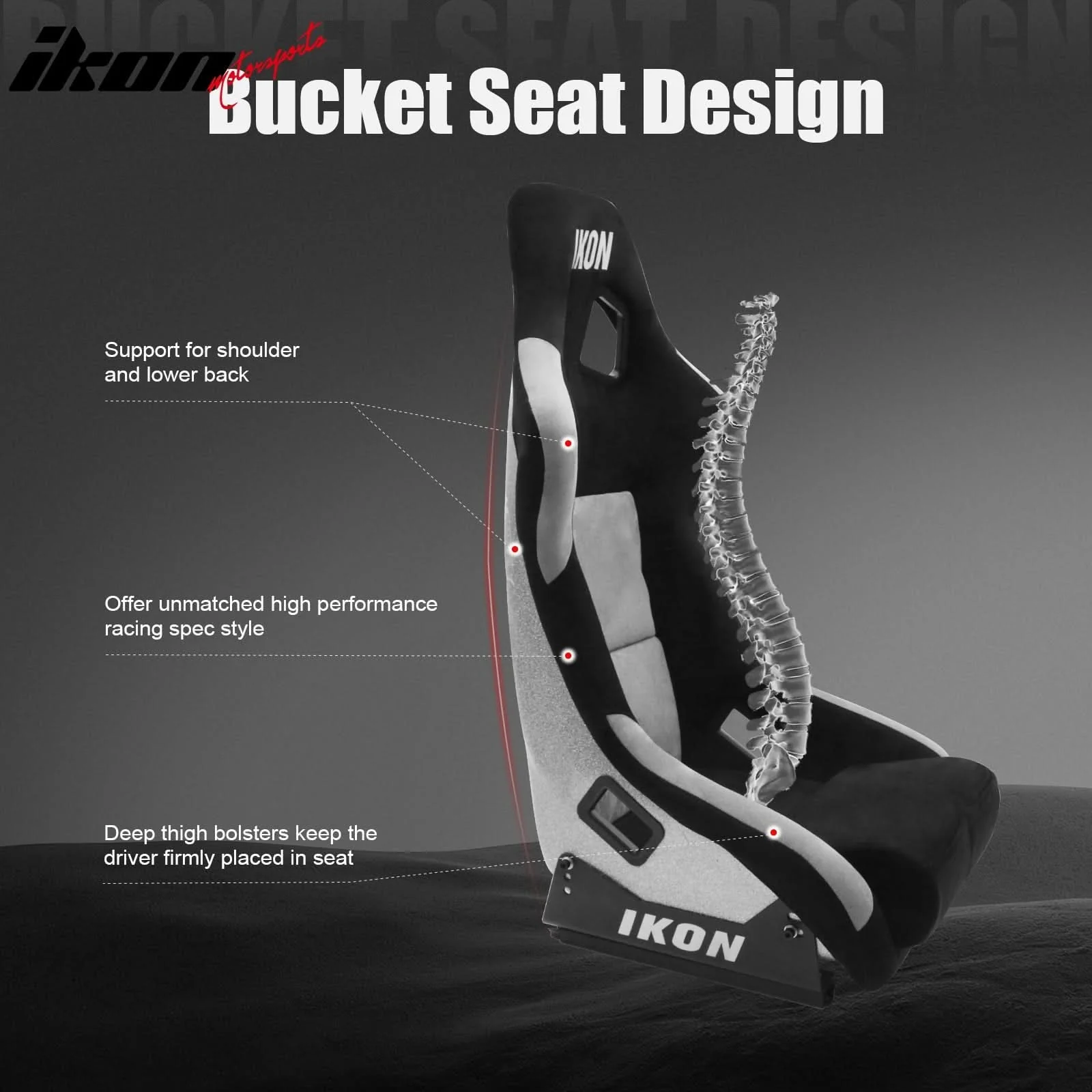 Universal Racing Bucket Seats W/ 4 Point 3" Belt Harness Black - Image 5