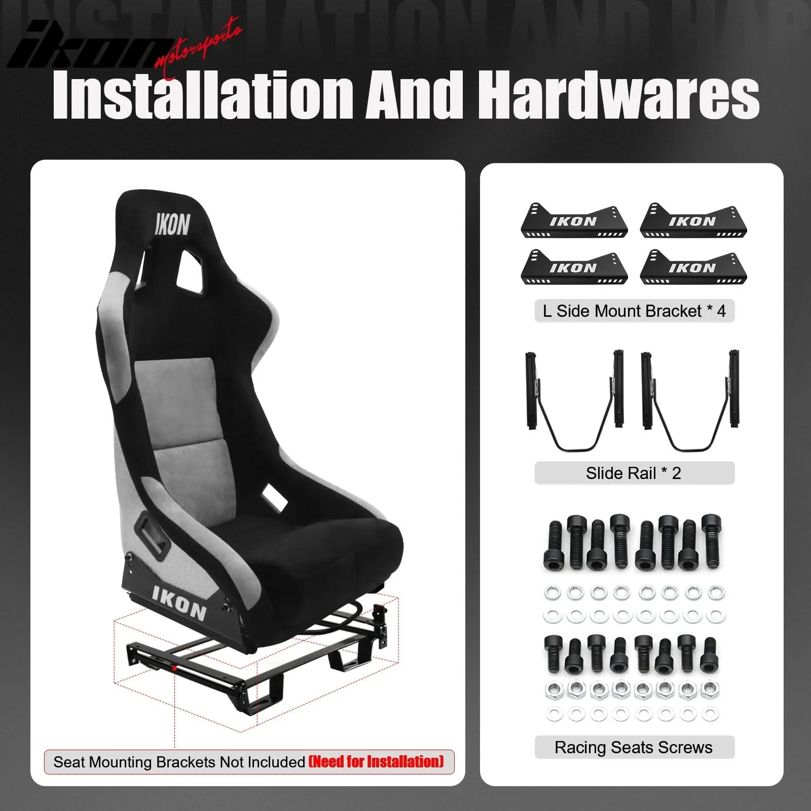 Universal Racing Bucket Seats W/ Slider 4 Point 2" Belt Harness Black - Image 13