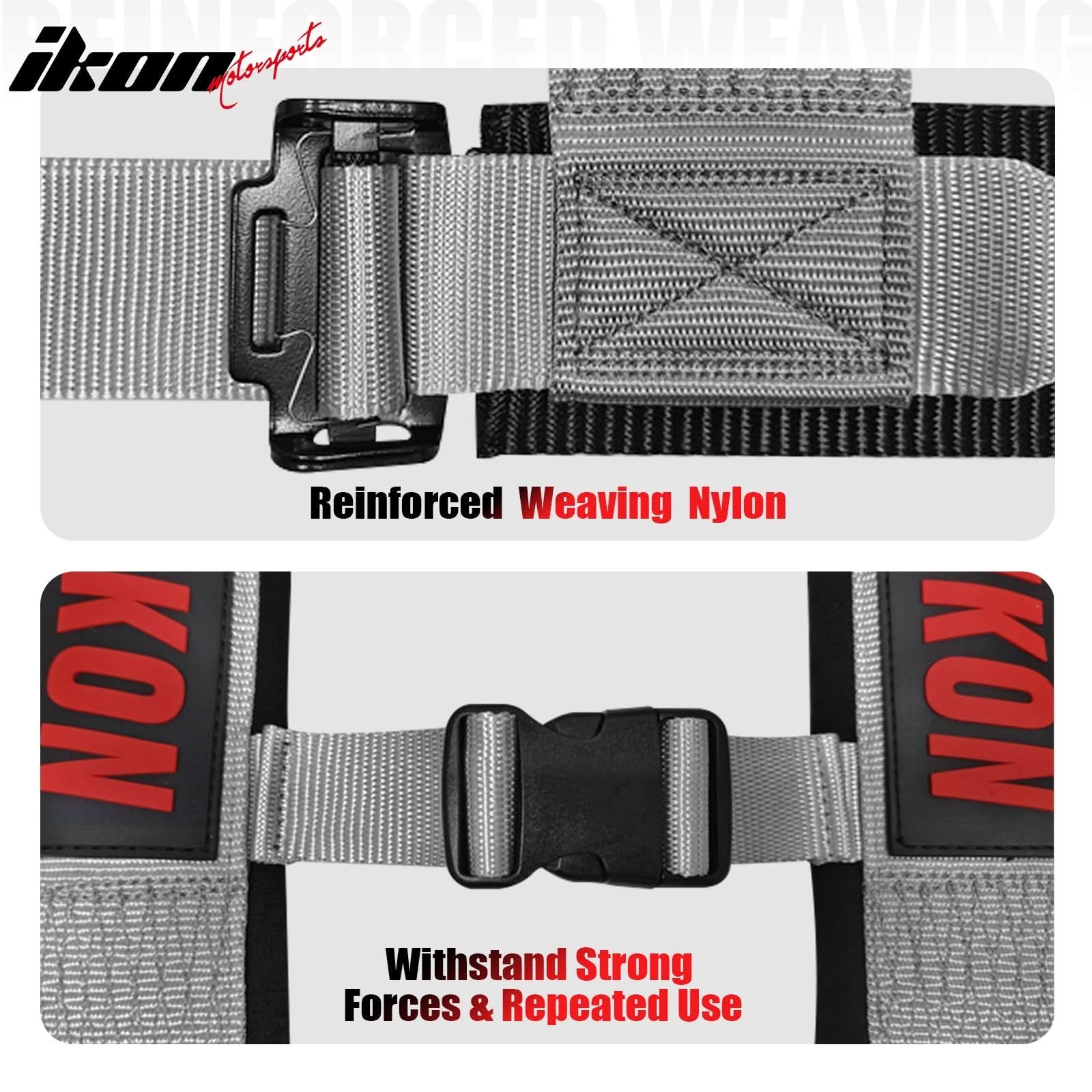 Universal Racing Bucket Seats W/ Slider 4 Point 3" Belt Harness Gray - Image 17