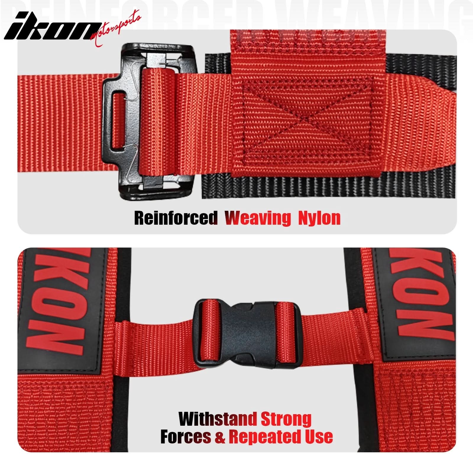 Universal Racing Bucket Seats W/ Slider 4 Point 3" Belt Harness Red - Image 14