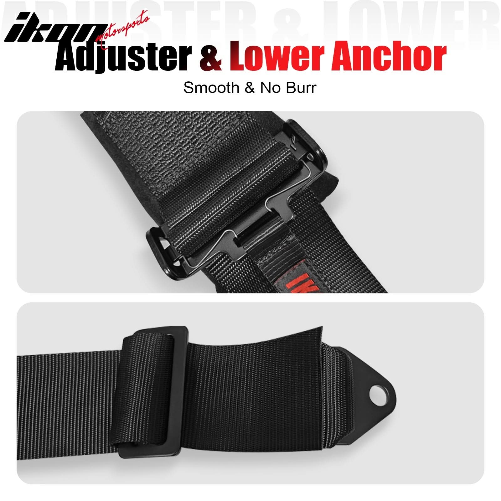 Universal Racing Seat Belt Harness 3" 4 Point Strap Buckle Nylon Black - Image 8