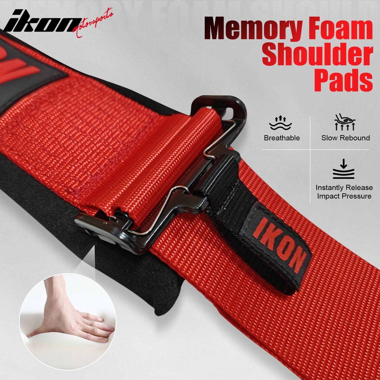 Universal Racing Seat Belt Harness 3" 4 Point Strap Buckle Nylon Red - Image 5