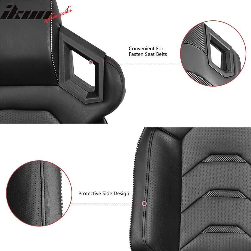 Universal Racing Seat Dual Slider PU Carbon Leather - Image 3