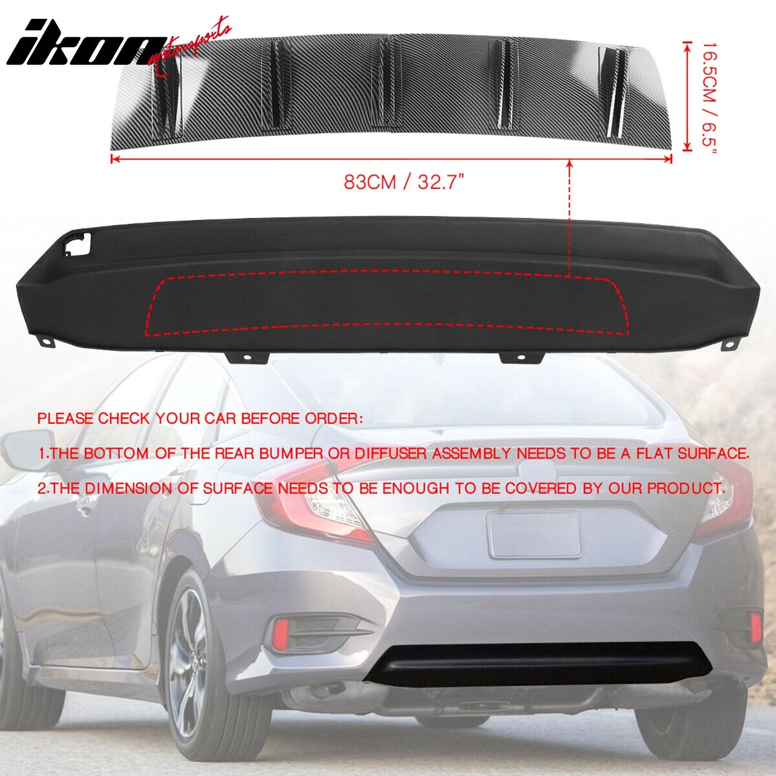 Universal Rear Bumper Diffuser Shark Fin 2PCS Design 33 PP - Image 18