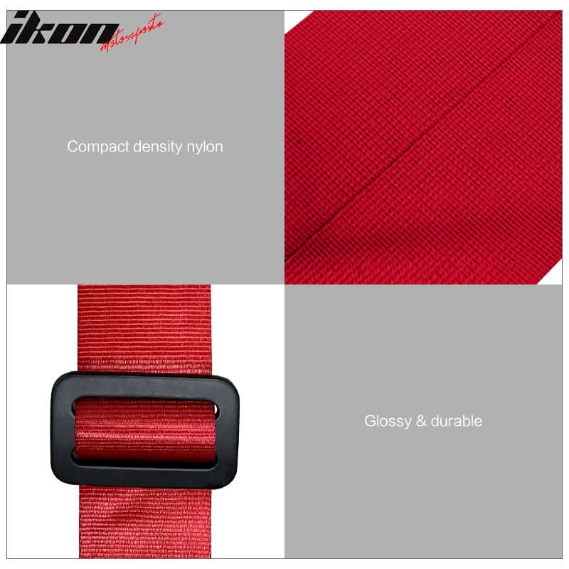 Universal Red Bezel Racing Seat Dual Slider Buckle Belt PU Carbon - Image 10