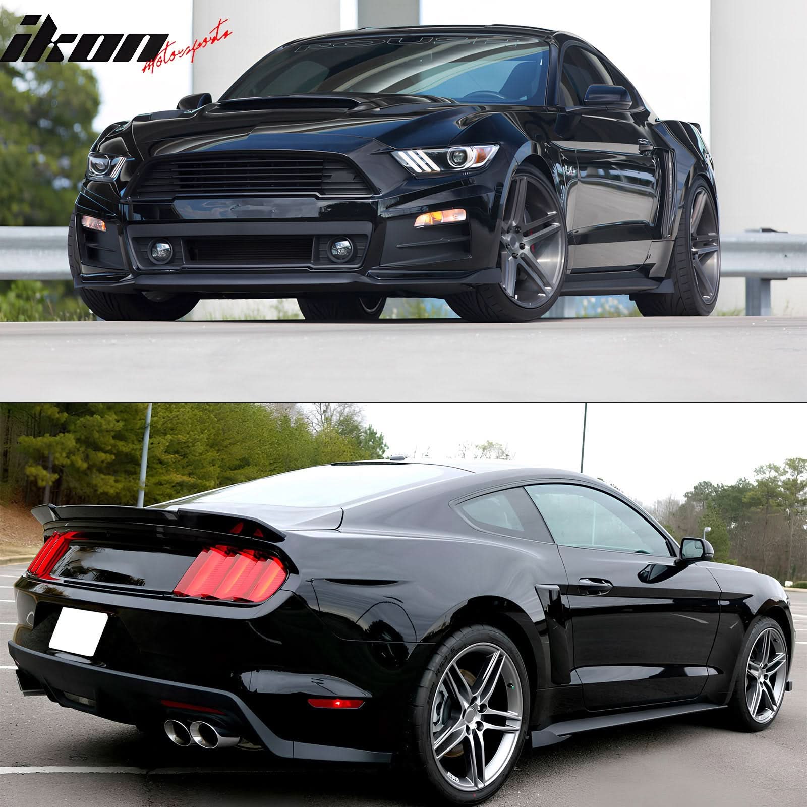Universal Side Skirts PU ROU Style Unpainted BlackÂ Rocker Pane - Image 3