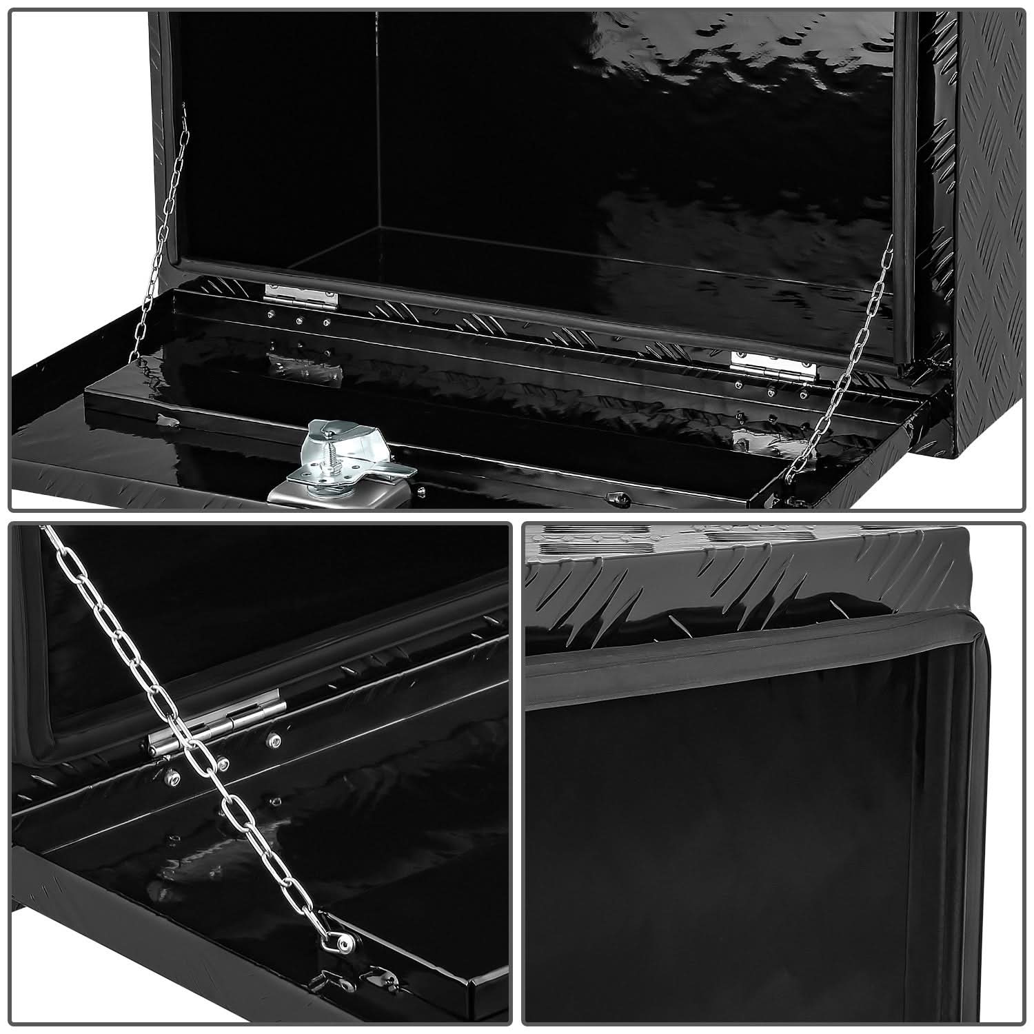 Universal Truck Trailer Aluminum Tool Box 30x18x17 w/ Lock Diamond Tread - Image 2