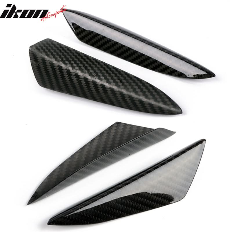 Universal V3 Style Front Bumper Lip Canards Splitters Fin 4Pc CF - Image 7