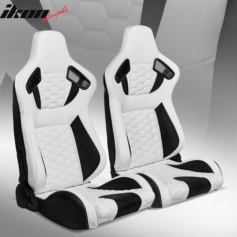 Universal X2 Reclinable Honeycomb Racing Seat + Dual Slider PU Leather - Image 12