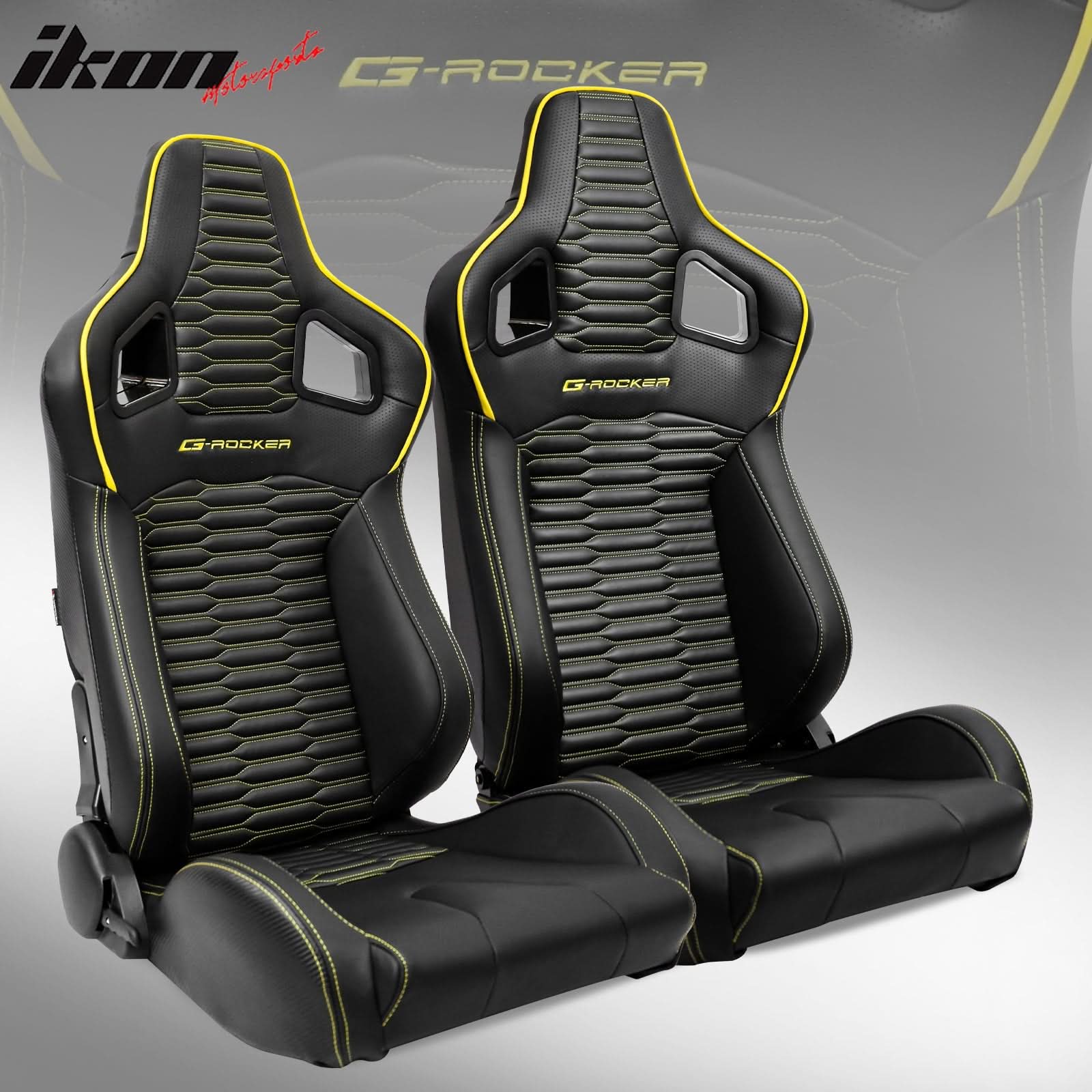 Universal X2 Reclinable Honeycomb Racing Seat + Dual Slider PU Leather - Image 22