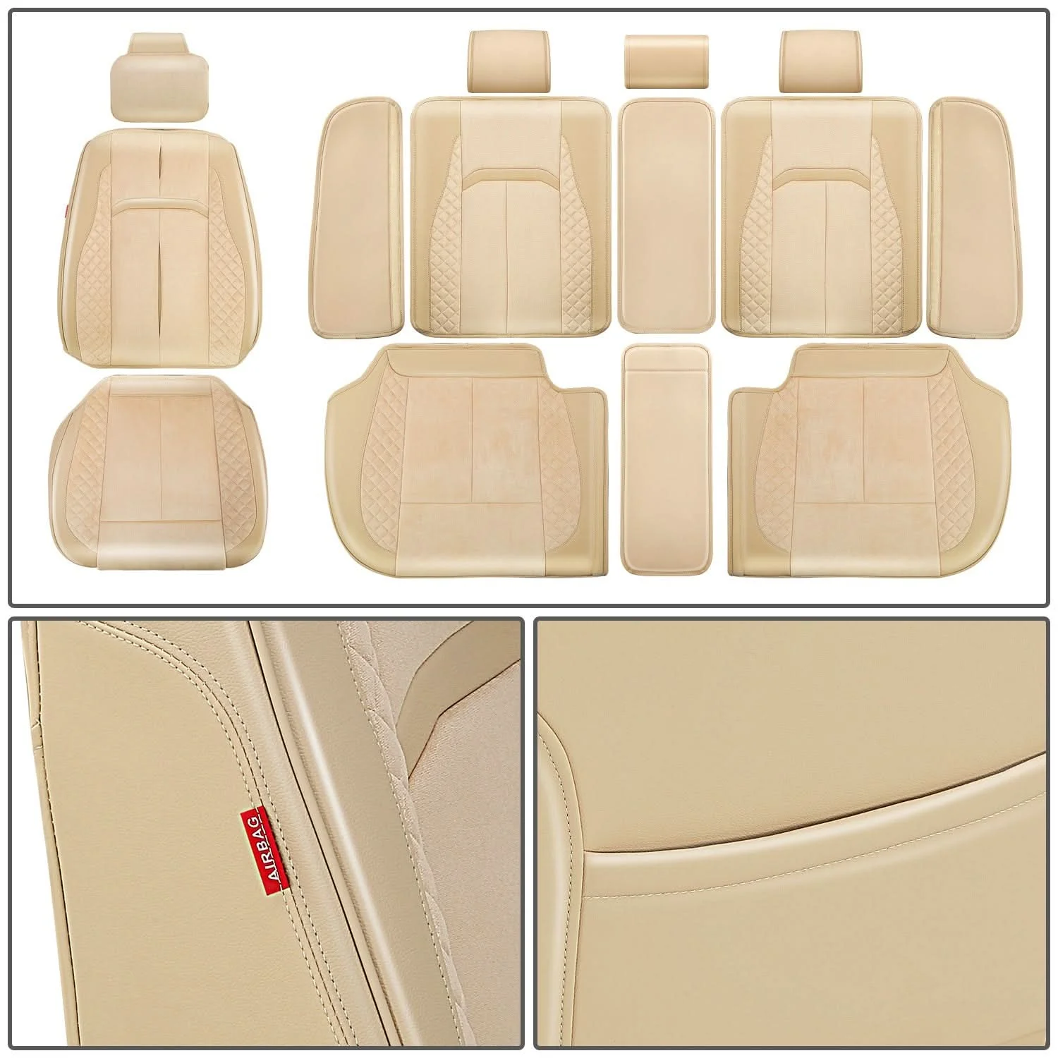 Voris Style Full Set Seat Covers - Beige - Image 5