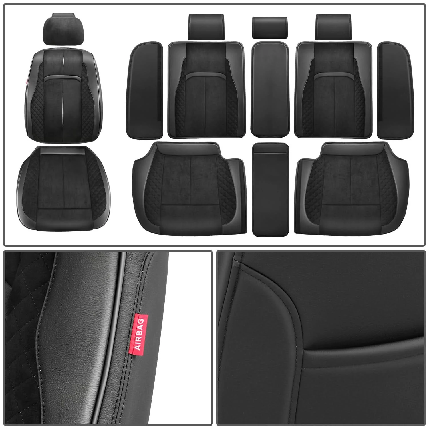 Voris Style Full Set Seat Covers - Black - Image 5
