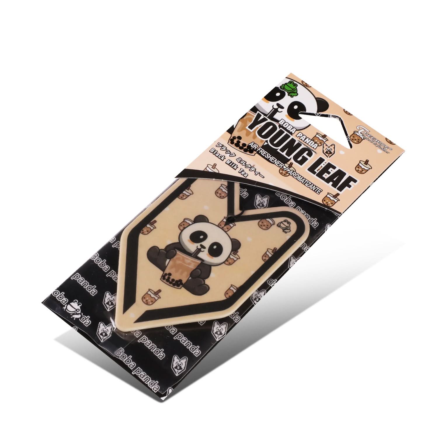 Young Leaf Boba Panda Milk Tea Paper Hanging Air Freshener - Image 3